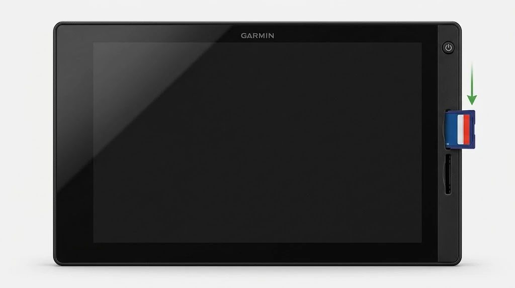 Insert a full-size FAT32 SD card into the TXi top slot (700P/1060) or left slot (700L) with the unit powered off